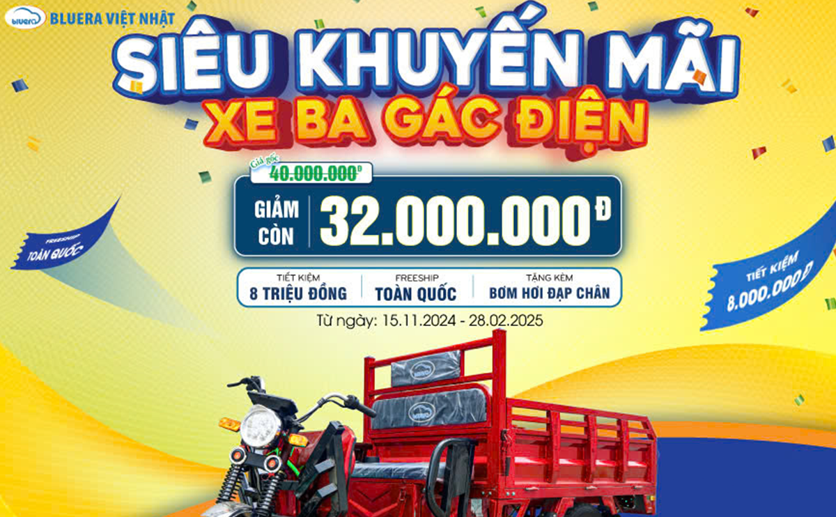 Siêu Khuyến Mãi: Xe Ba Gác Điện Giảm Giá Tới 8.000.000 VNĐ