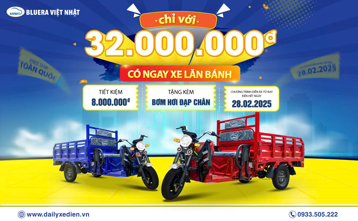 Khai Xuân Rộn Ràng - Giảm Giá Sốc Đến 8.000.000 VNĐ Cho Xe Ba Gác Điện 