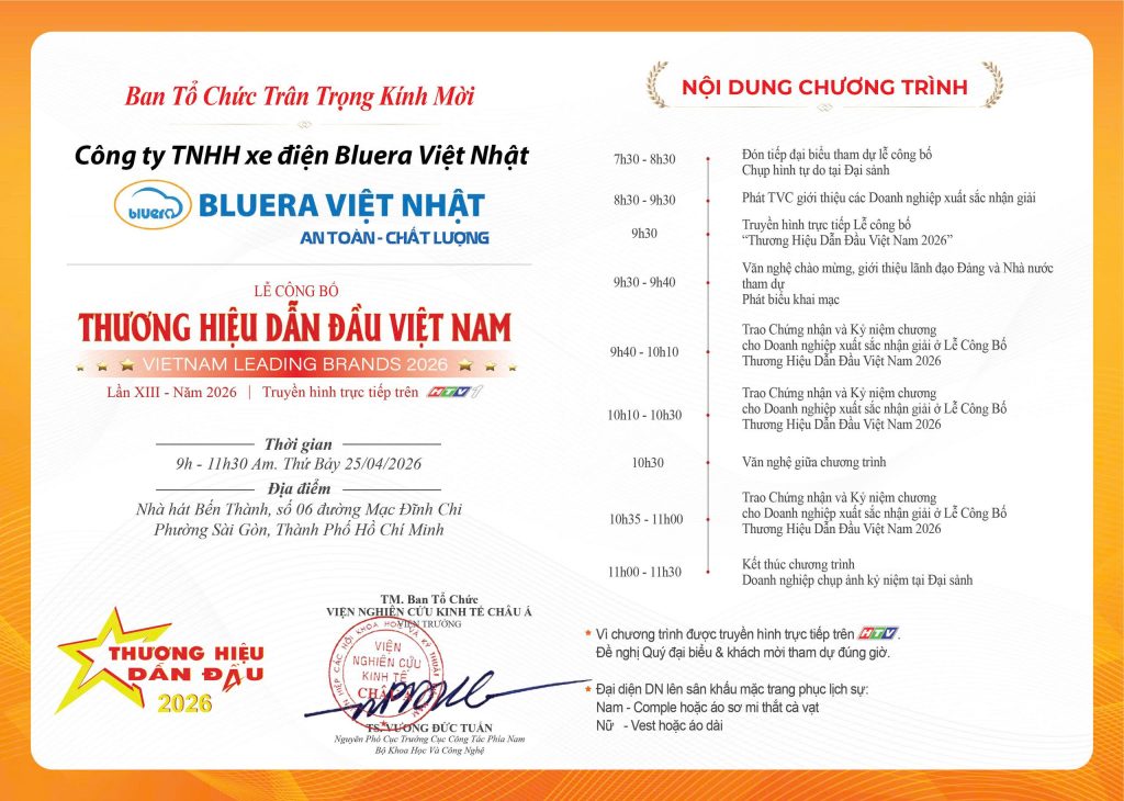 Top 10 thương hiệu dẫn đầu Việt Nam 2026