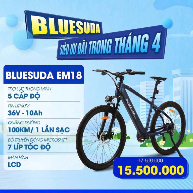 TOUR LỄ 30/04 – 01/05: VI VU 100KM/LẦN SẠC CÙNG XE ĐẠP TRỢ LỰC BLUESUDA 3 Xe đạp trợ lực Bluesuda EM18