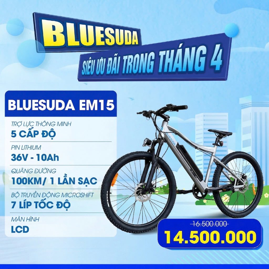 Xe đạp trợ lực Bluesuda EM15