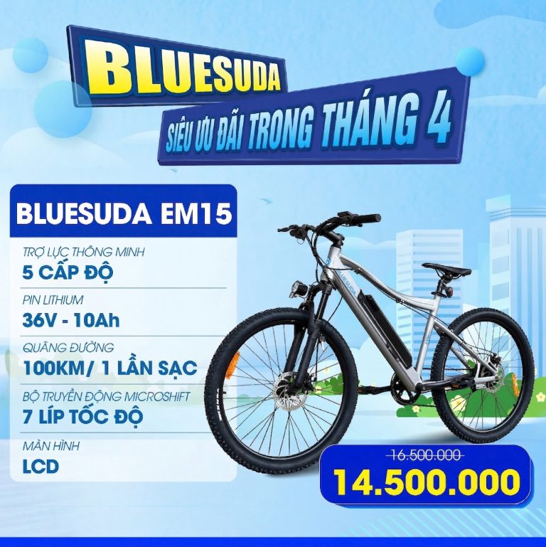 TOUR LỄ 30/04 – 01/05: VI VU 100KM/LẦN SẠC CÙNG XE ĐẠP TRỢ LỰC BLUESUDA 2 Xe đạp trợ lực Bluesuda EM15