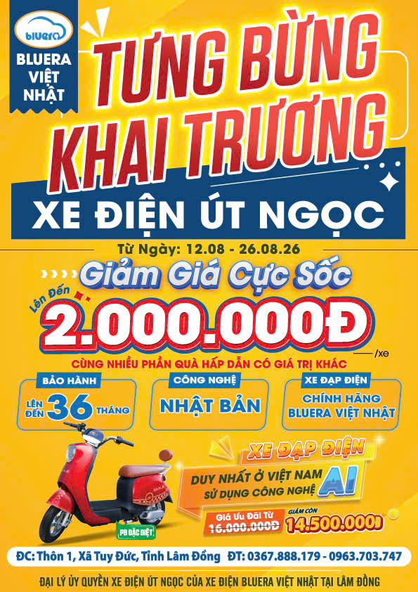Bluera Việt Nhật Út Ngọc Chính Thức Khai Trương Tại Lâm Đồng 