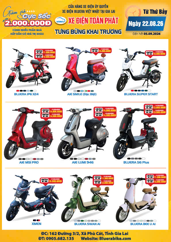 Coming soon Bluera Việt Nhật Toàn Phát - Cửa hàng xe điện tại Gia Lai 
